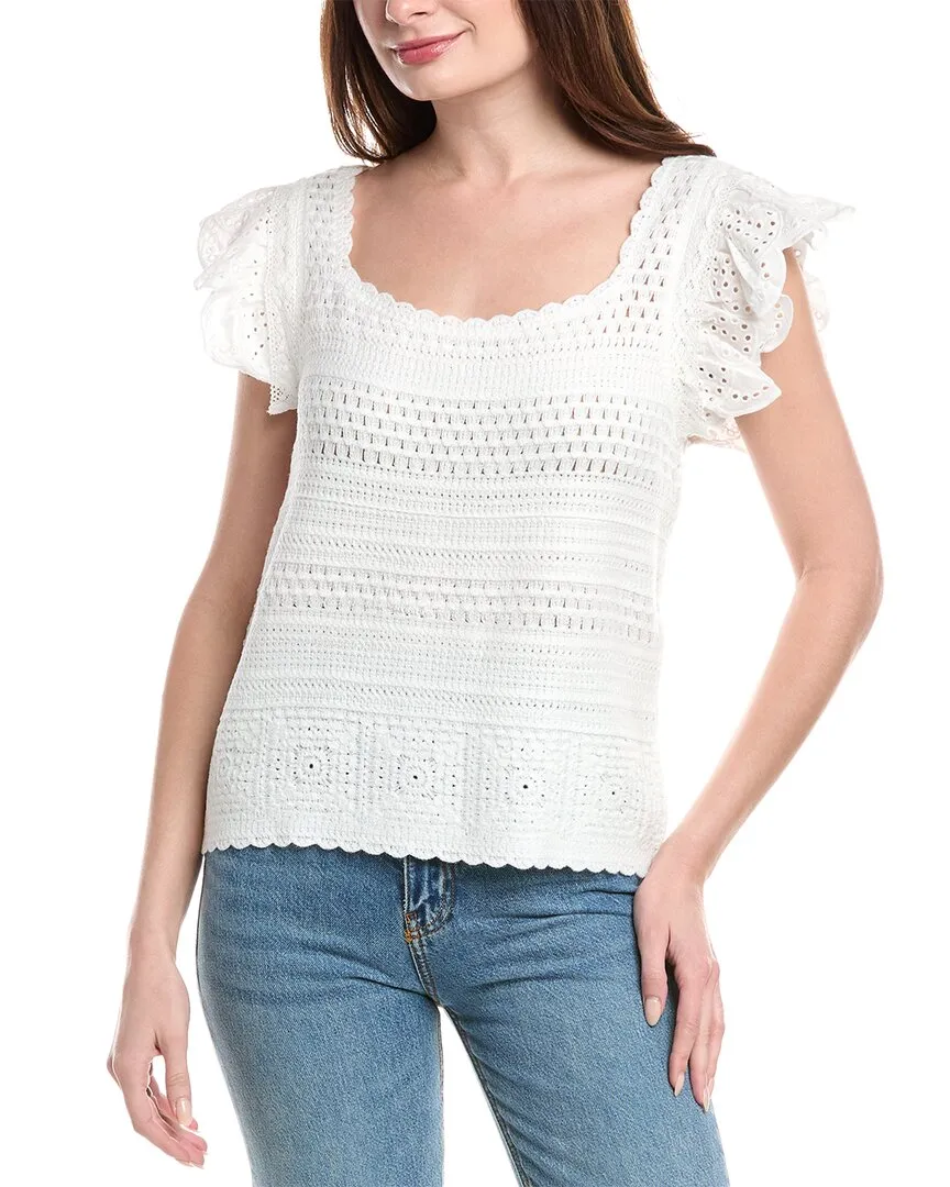 Nicole Miller Woven Crochet Sweater