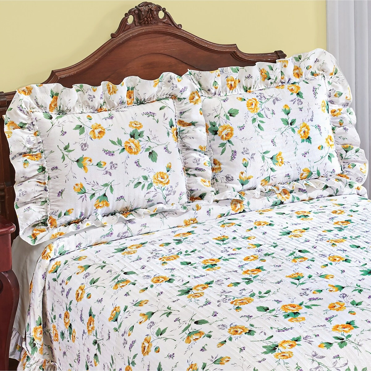 Nicole Plisse Lightweight Garden Floral Pillow Sham Set