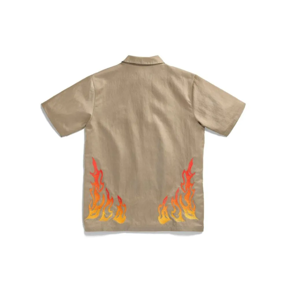 NIKE AIR JORDAN X TRAVIS SCOTT CACTUS JACK BUTTON DOWN KHAKI SHIRT -