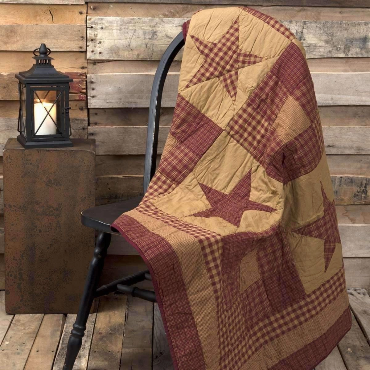 Ninepatch Star Quilted Throw Blanket bookcase, standing shelf