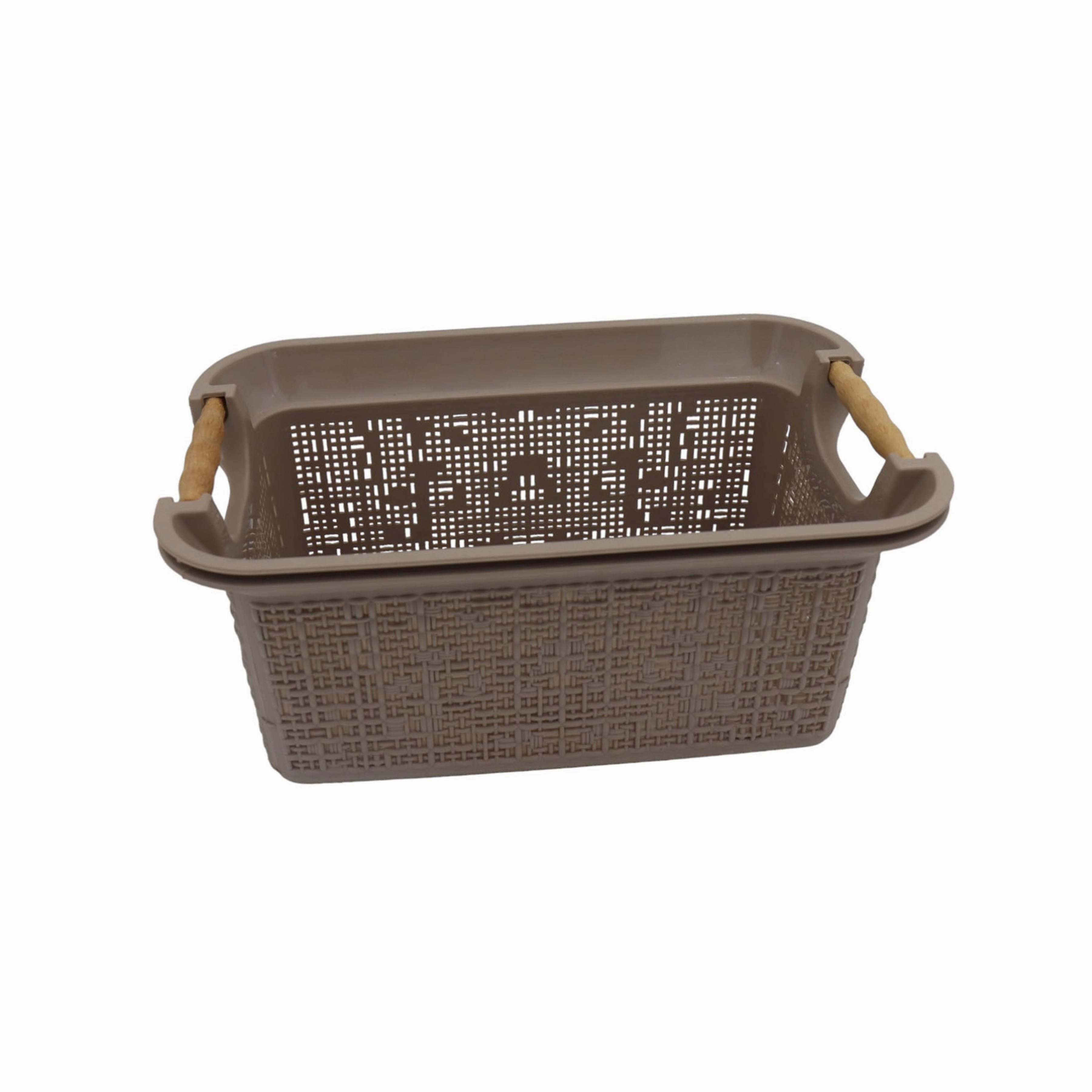 Nu Ware Plastic Woow Design Organizing Laundry Basket wooden Handle IC-TP622