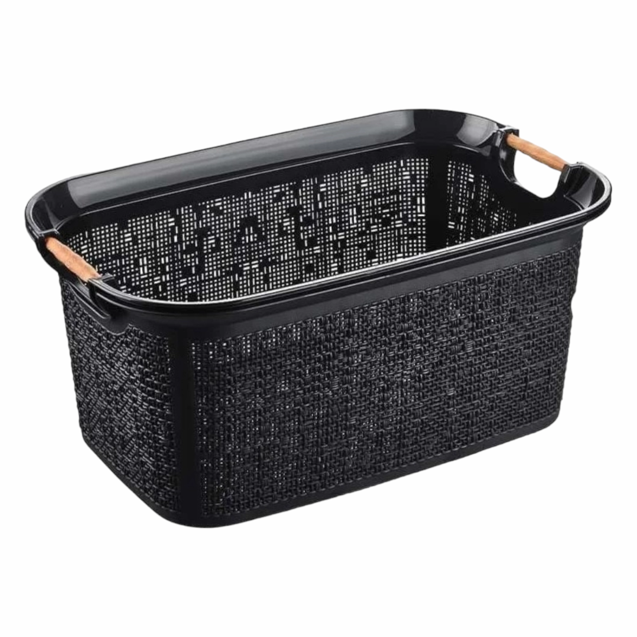 Nu Ware Plastic Woow Design Organizing Laundry Basket wooden Handle IC-TP622
