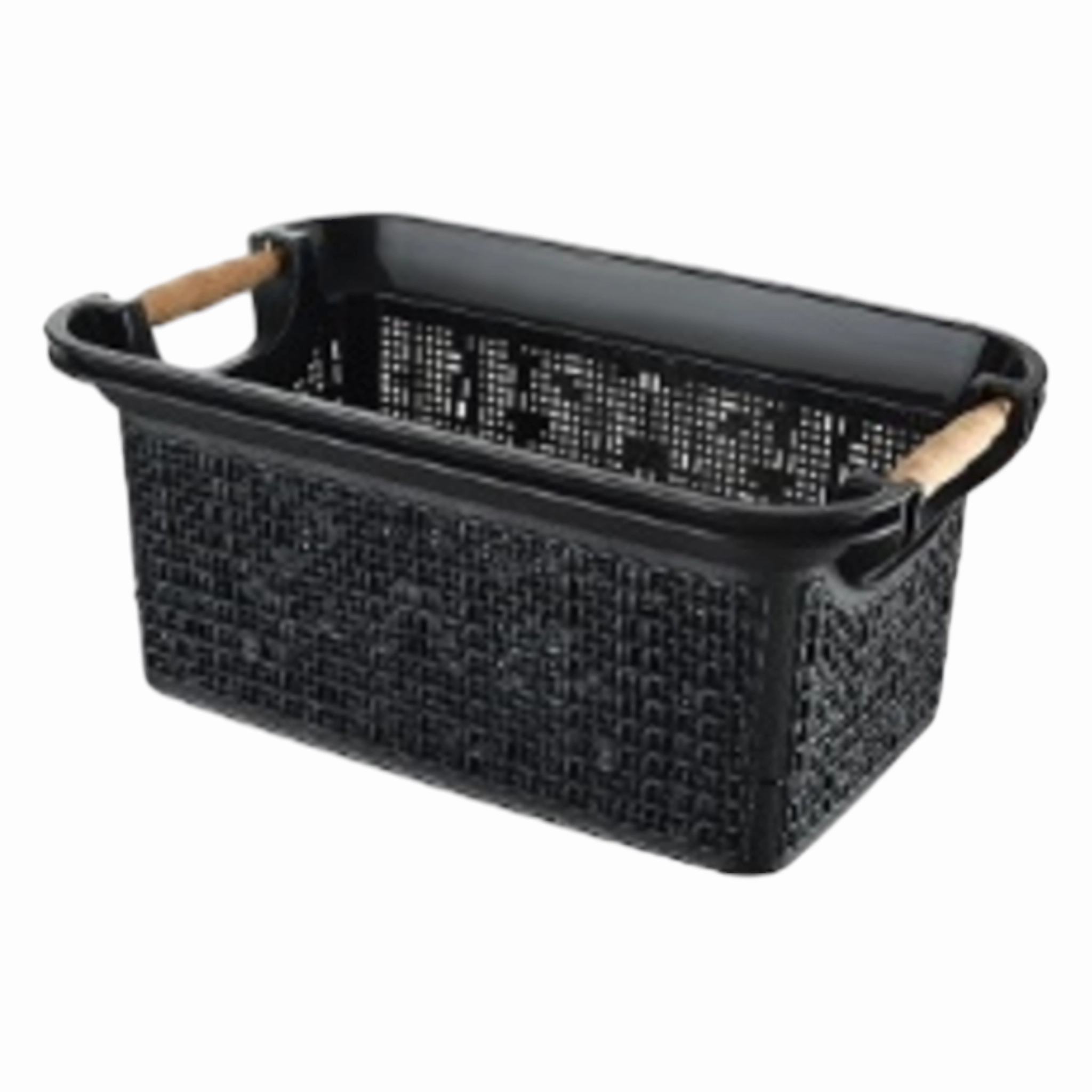 Nu Ware Plastic Woow Design Organizing Laundry Basket wooden Handle IC-TP622