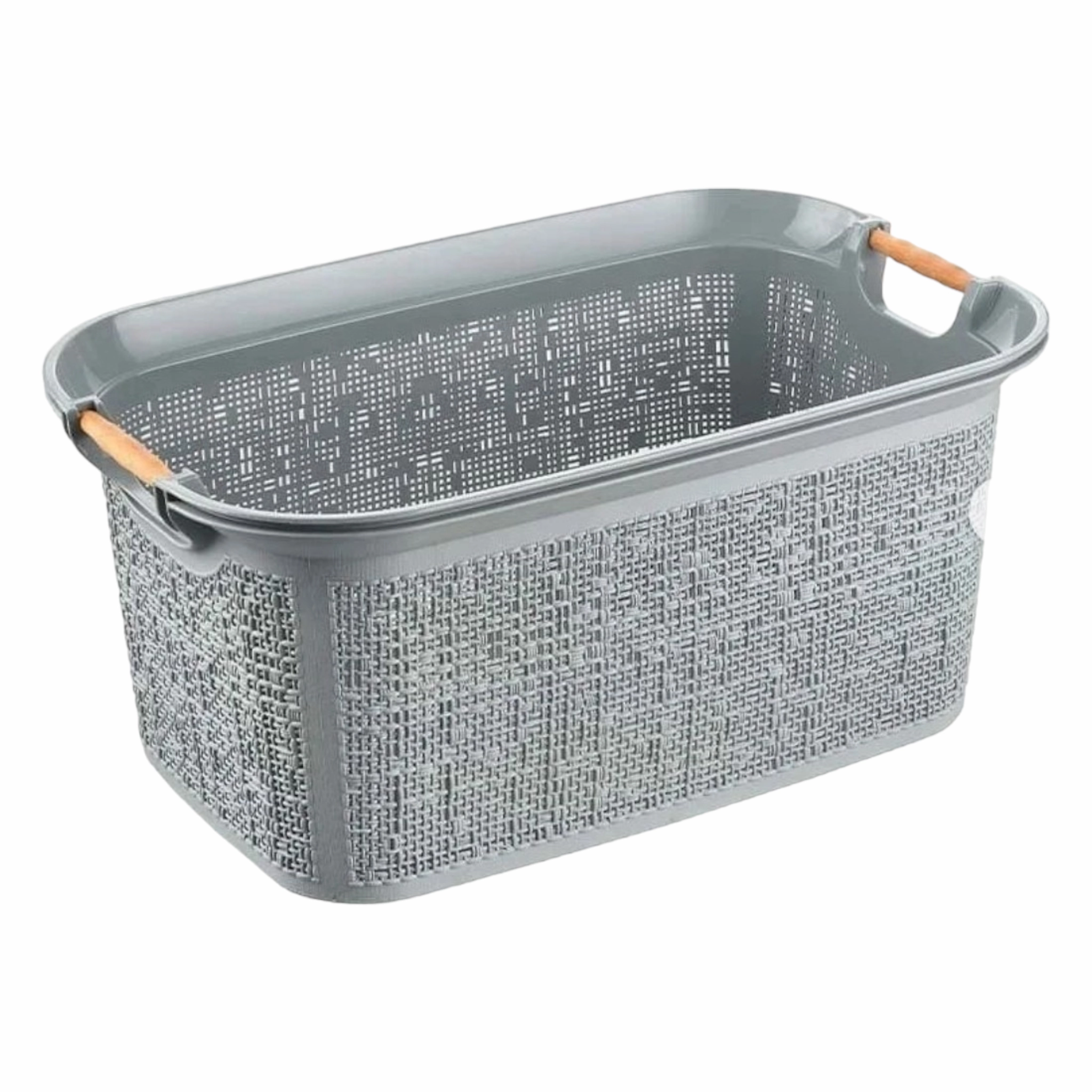 Nu Ware Plastic Woow Design Organizing Laundry Basket wooden Handle IC-TP622