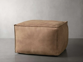 Nubuck Leather Pouf Poufs,round knitted pouf