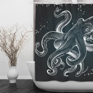 Octo Bubbles Octopus Shower Curtains and Optional Bath Mats Lighting,Lamps Fixtures