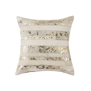 Off-White & Gold Metallic Patchwork Cowhide Pillow storage cart, utility cart