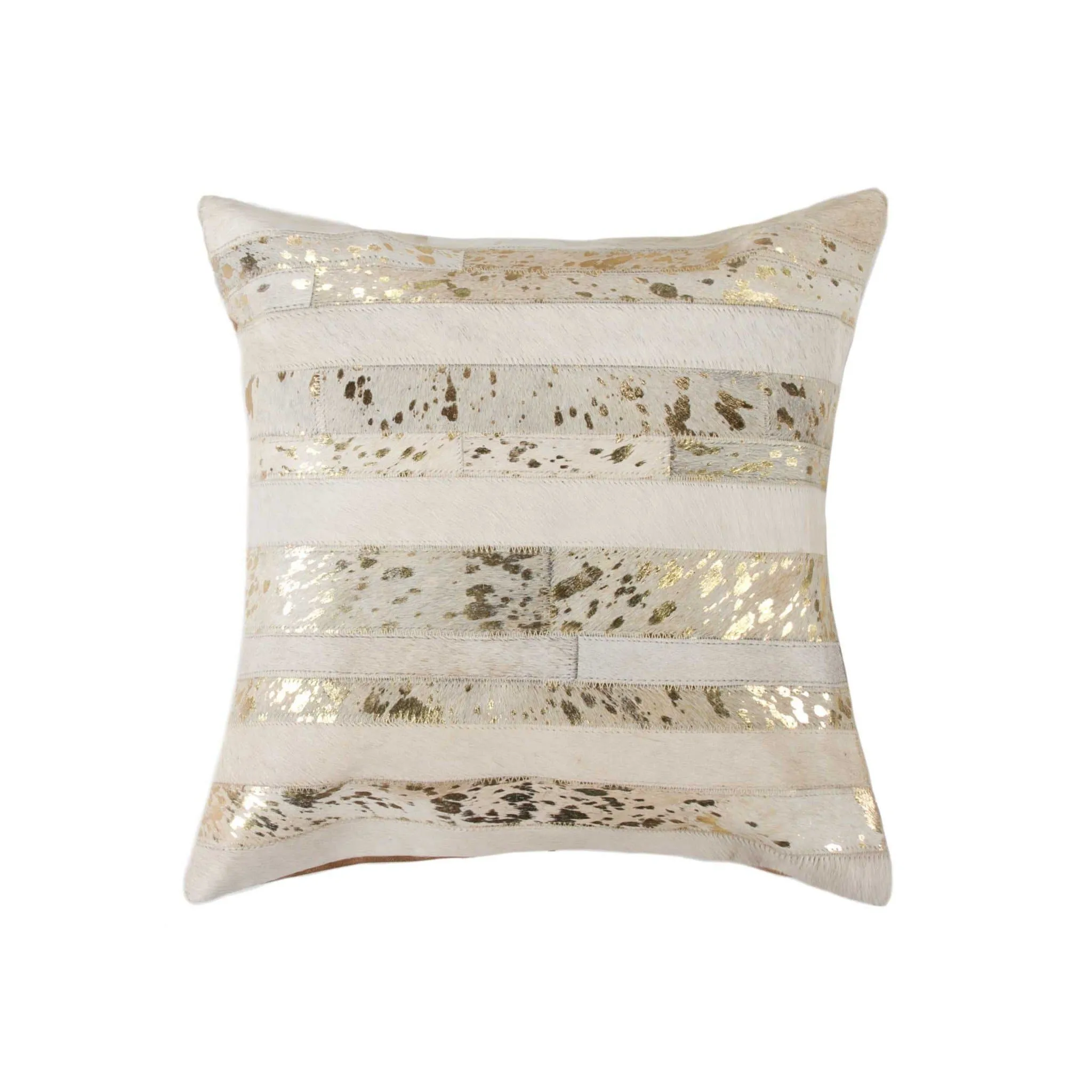 Off-White & Gold Metallic Patchwork Cowhide Pillow storage cart, utility cart
