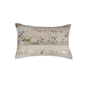 Off White & Metallic Gold Cowhide Pillow storage cart, utility cart