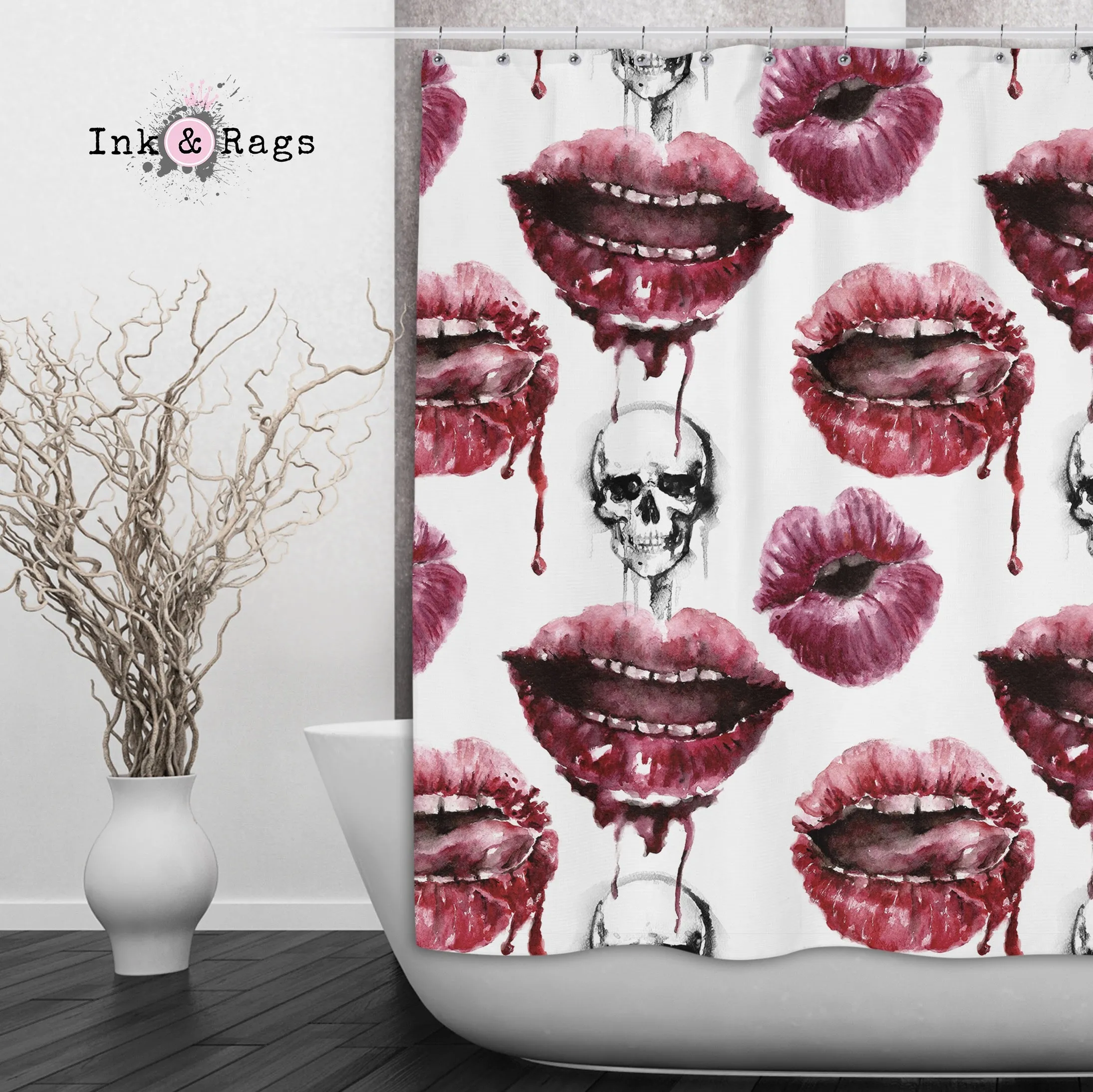 Oh la la! Lips and Skulls Shower Curtains and Optional Bath Mats Lighting,Lamps Fixtures