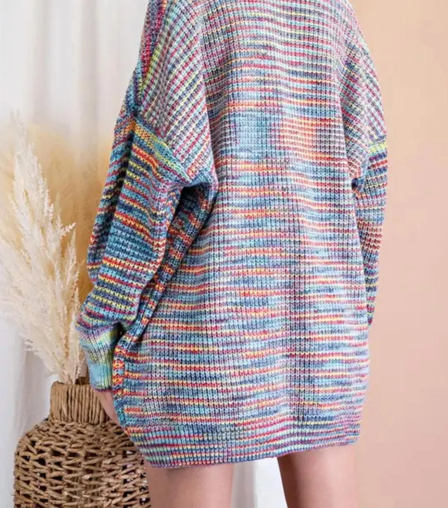 Open-Front Knit Cardigan In Rainbow