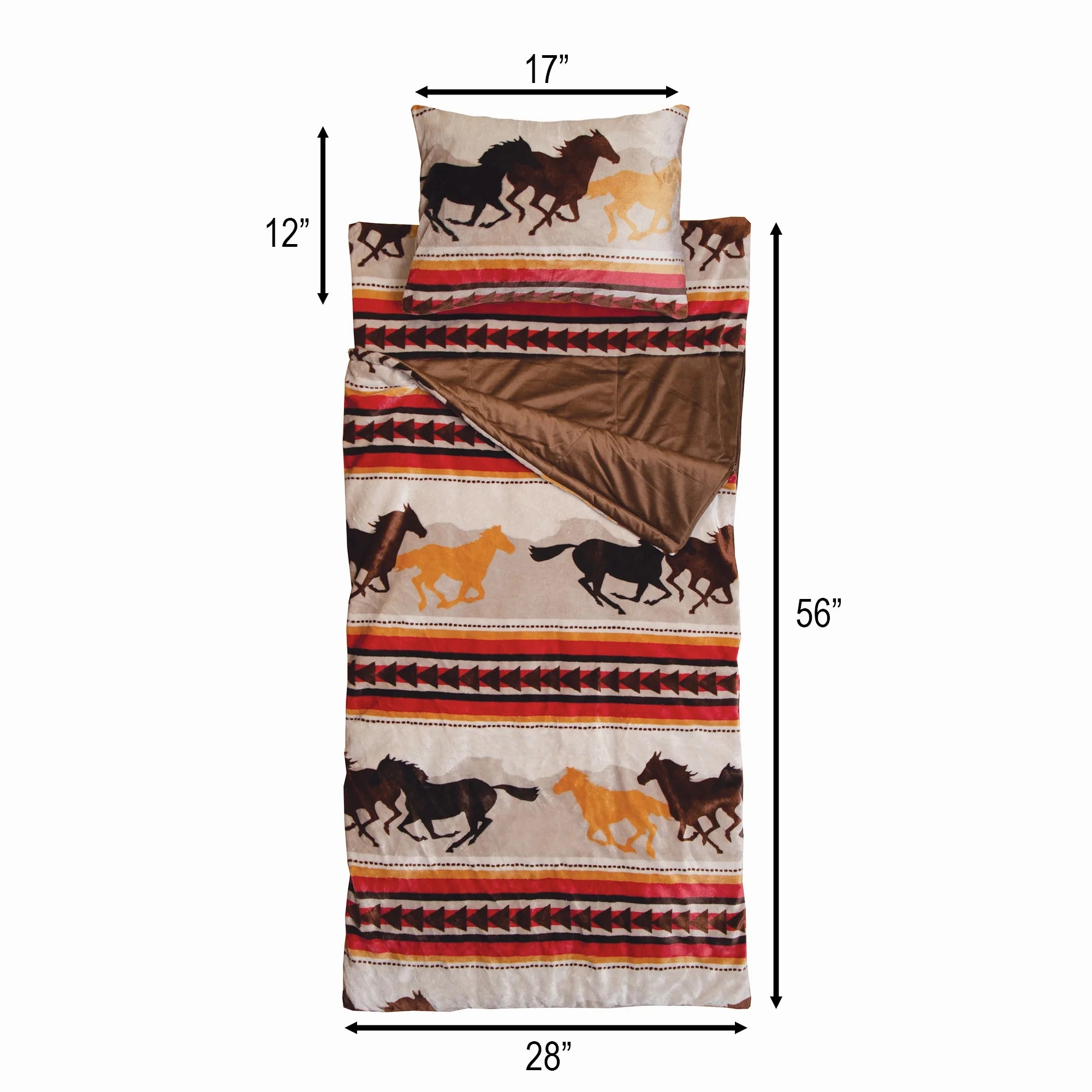 Open Range Horses Kids Sleeping Bag & Pillow