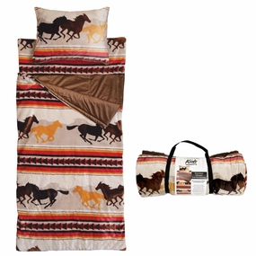 Open Range Horses Kids Sleeping Bag & Pillow bookcase, standing shelf
