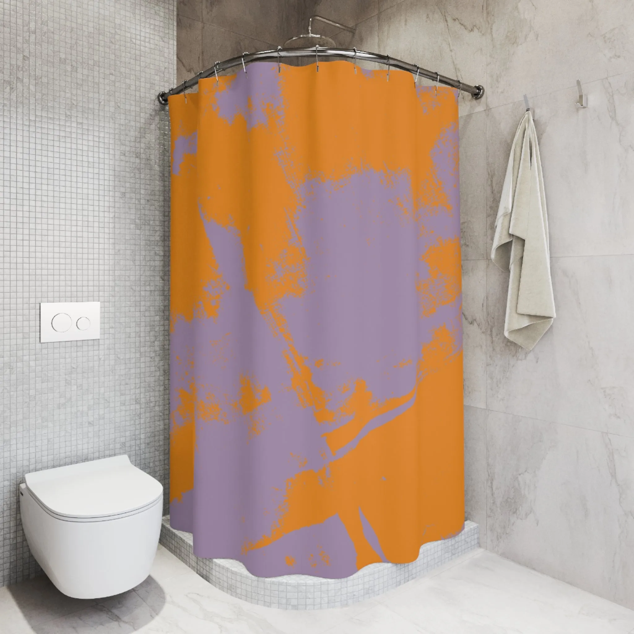 Orange Purple Shower Curtain | Minimalist Colorful Fabric Curtain