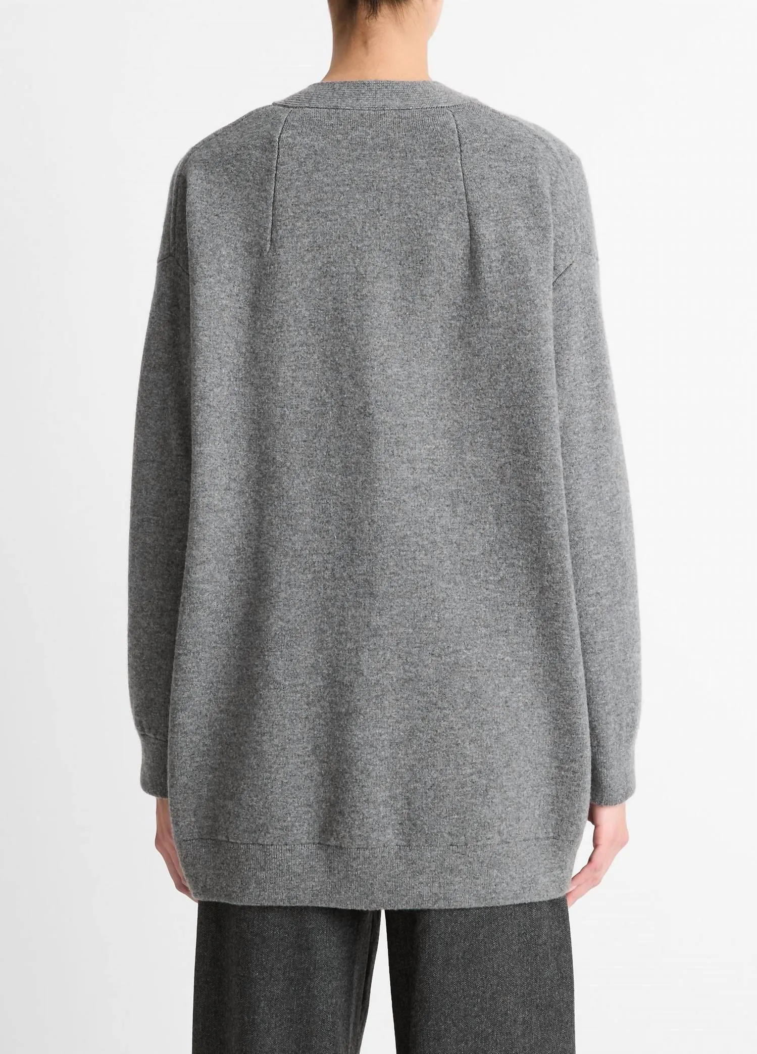 Oversized Double Knit Cardigan In Heather Flint