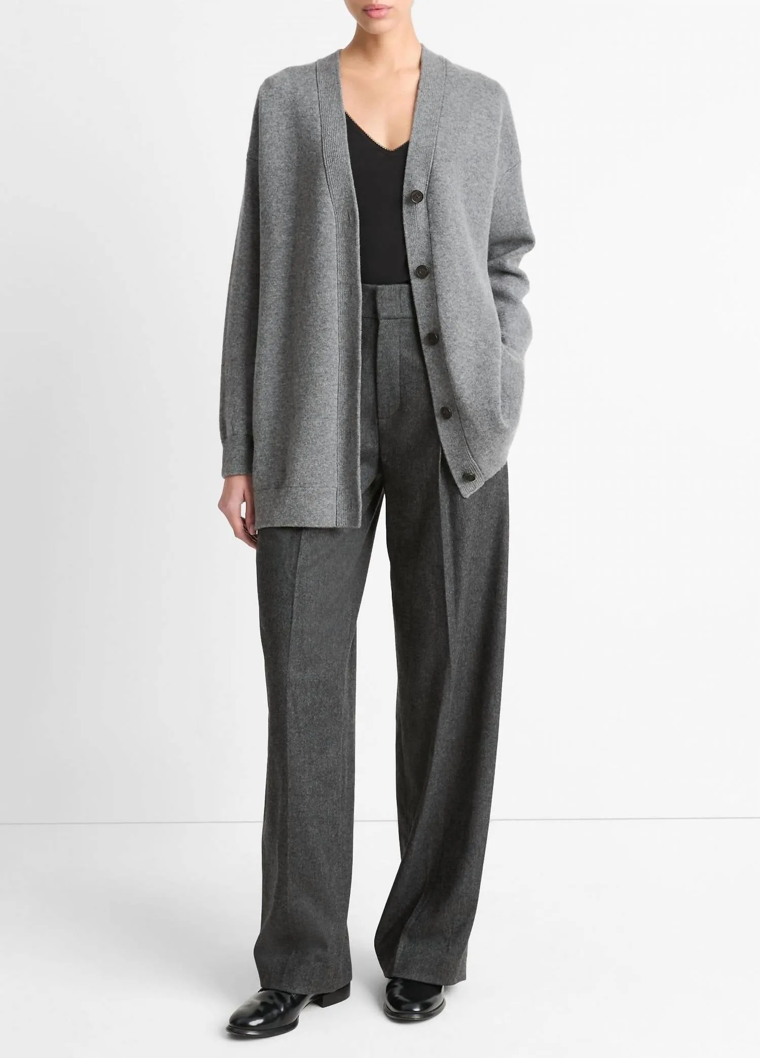 Oversized Double Knit Cardigan In Heather Flint