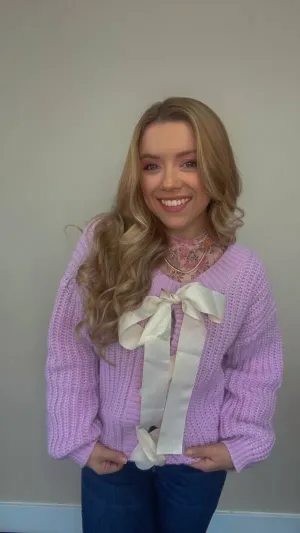 Oversized Reversible Chunky Knit Sweater In Lavender