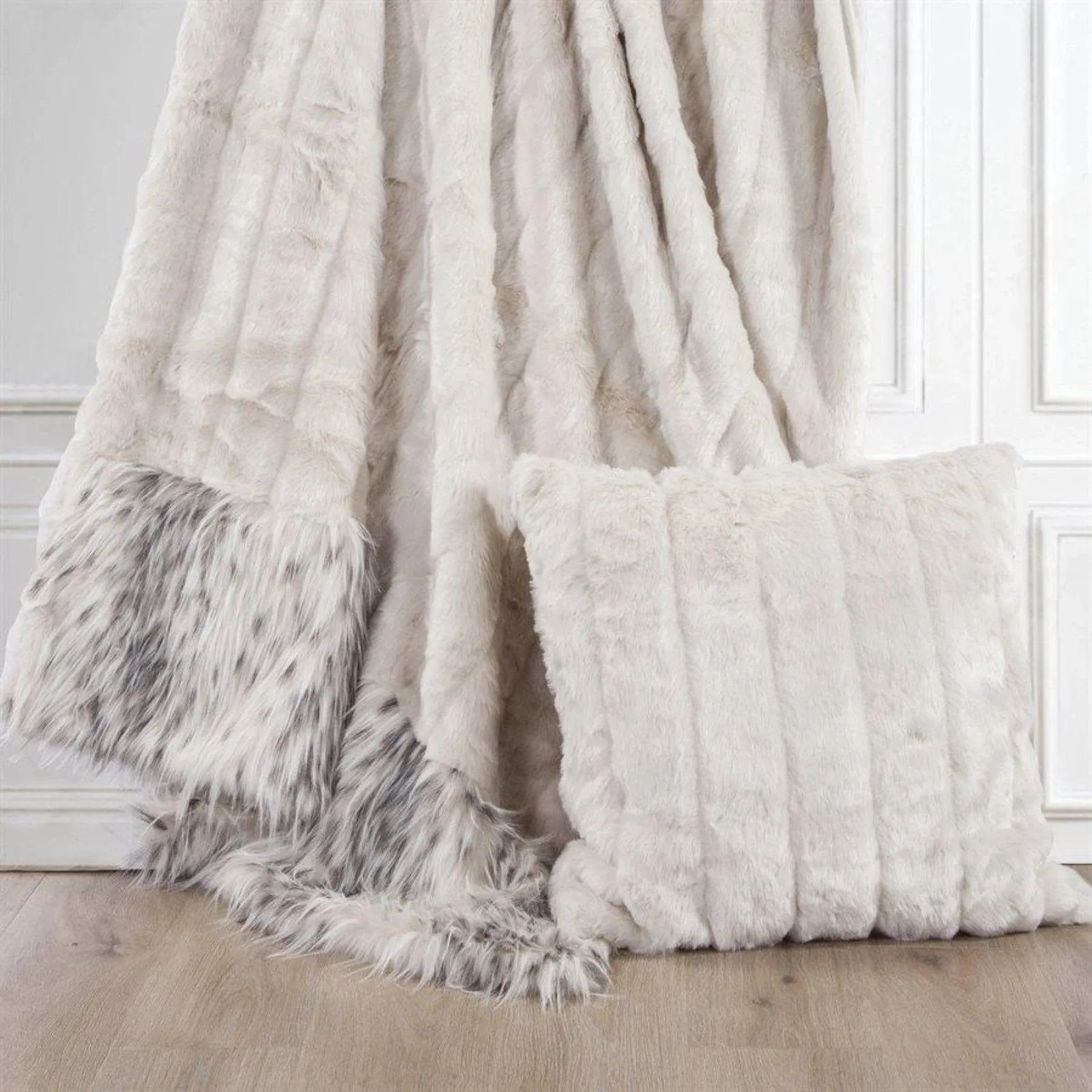 Oversized White Mink Throw Pillow