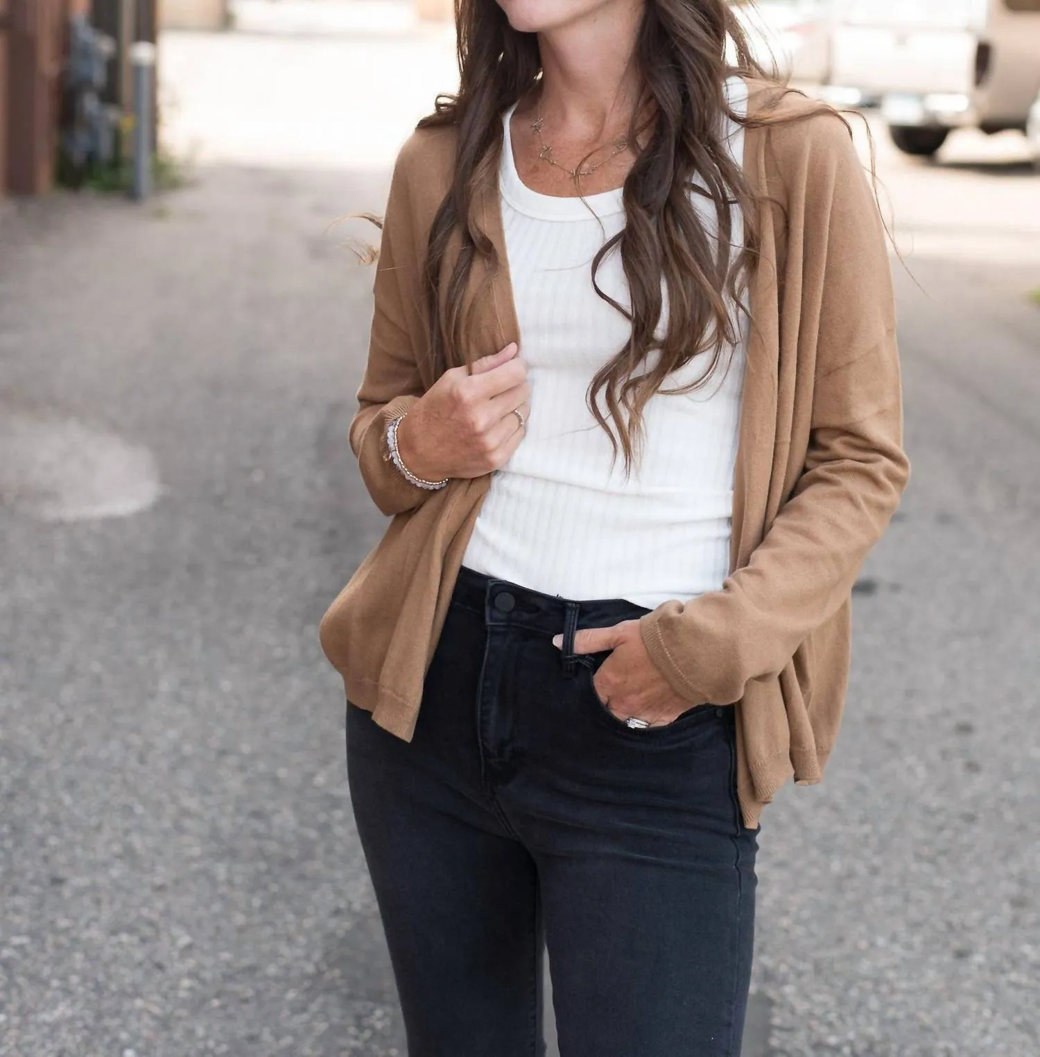 Palmer Open Cardigan In Brown