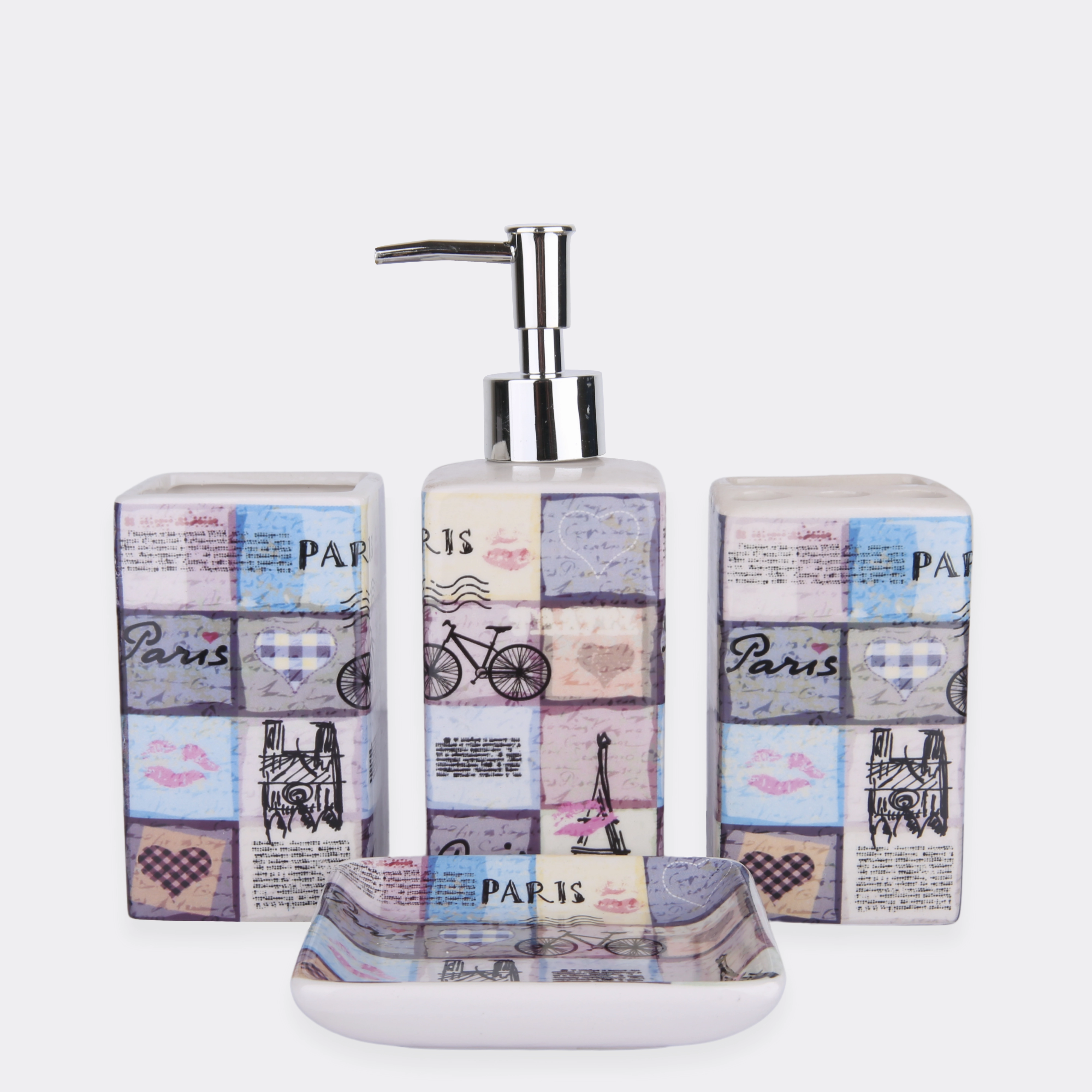 Paris Bath Set Shower Curtain,Waterproof Curtain