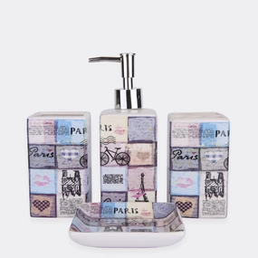 Paris Bath Set Shower Curtain,Waterproof Curtain