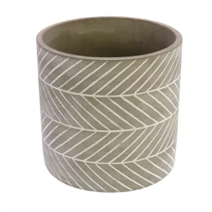 Paso Chevron Cachepot, Cement - Med Vase,Ceramic Vase