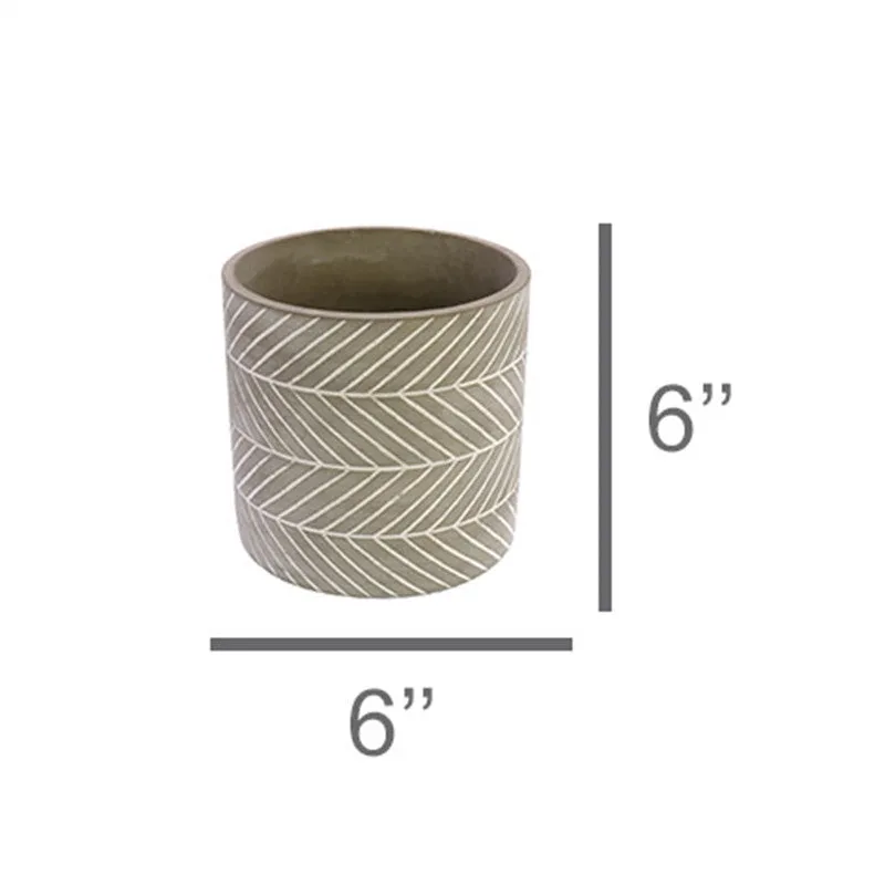 Paso Chevron Cachepot, Cement - Med