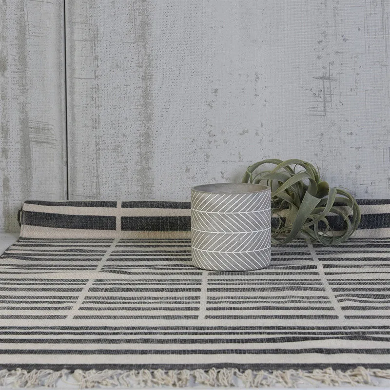 Paso Chevron Cachepot, Cement - Med