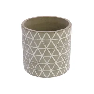 Paso Diamond Cachepot, Cement - Sm Vase,Ceramic Vase