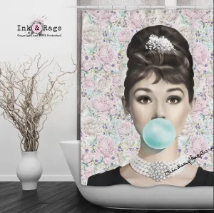 Pastel Rose Audrey Hepburn Shower Curtains and Optional Bath Mats Lighting,Lamps Fixtures