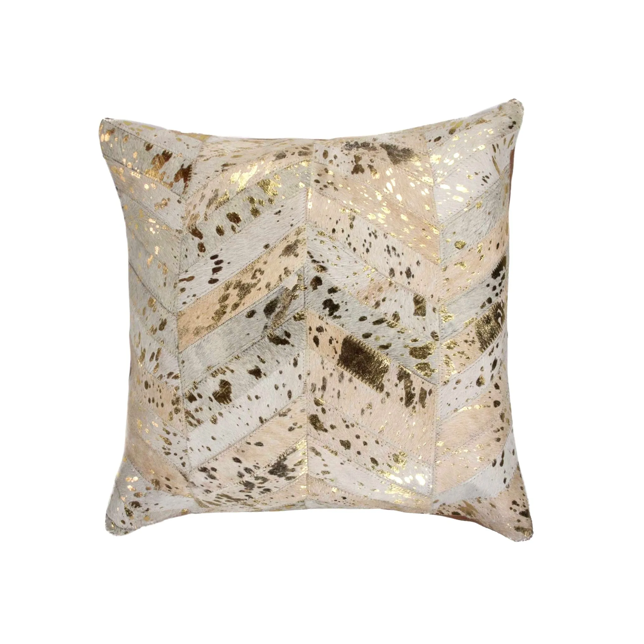 Patchwork Gold Metallic Cowhide Pillow storage cart, utility cart
