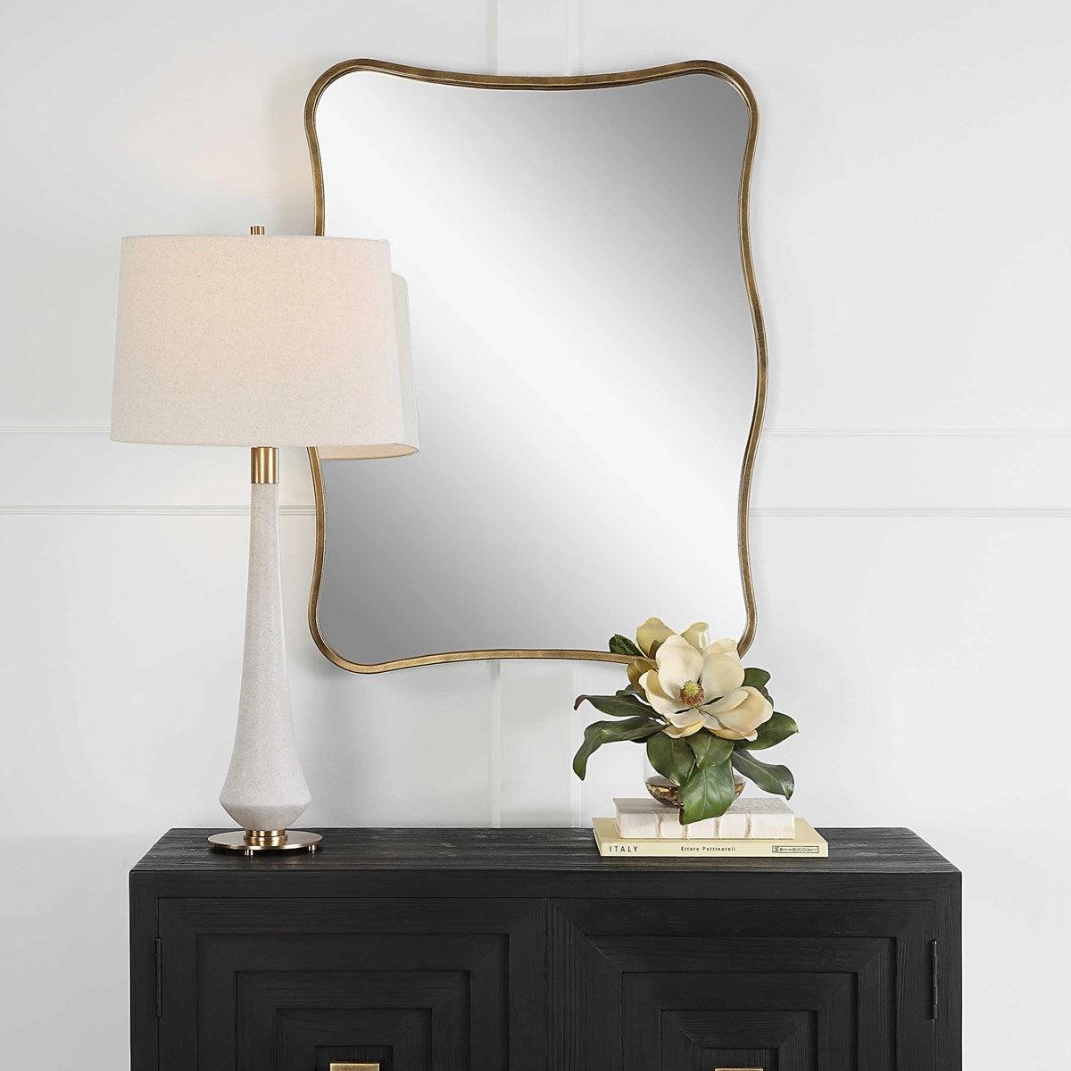 Pavia Vanity Mirror in Antique Gold