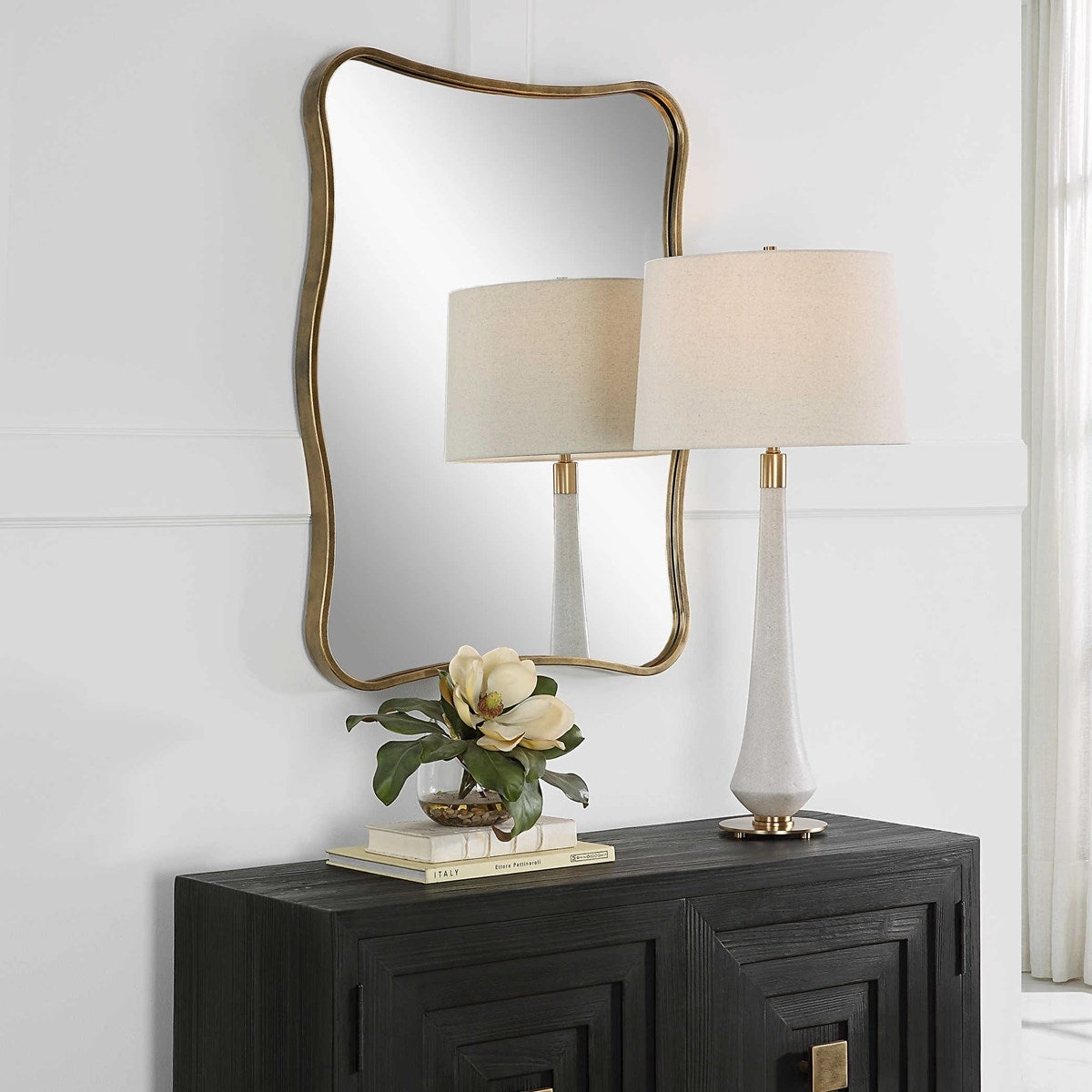 Pavia Vanity Mirror in Antique Gold
