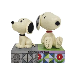 Peanuts Jim Shore "I Remember You" 1950's & Today's Snoopy Back to Back Then and Now Celebrating 75 Years Anniversary 5" Figurine Decorative Mirror,Home Decor Mirror