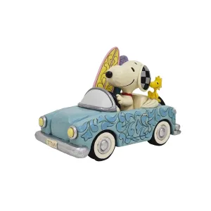 Peanuts Jim Shore "Sunny Drives and Surfing  Vibes" Snoopy & Woodstock in  Car with Surfboards 4.75" Figurine Decorative Mirror,Home Decor Mirror