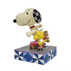 Peanuts Jim Shore "The Wheel Deal" Snoopy & Woodstock Roller Skating 5.25" Figurine Decorative Mirror,Home Decor Mirror