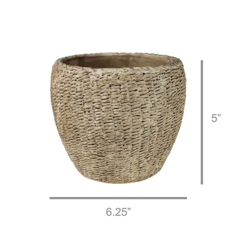 Pedro Basket Cachepot, Cement - Lrg
