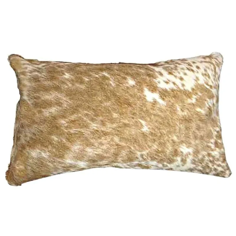 Peppered Palomino White Cowhide Throw Pillows