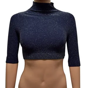 Phat Buddha Crop Top Navy Glitter One Size Women's