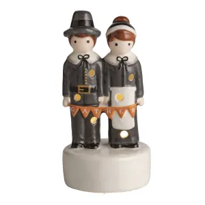 Pilgrim Couple LED Light Up Sitter Decorative Mirror,Home Decor Mirror