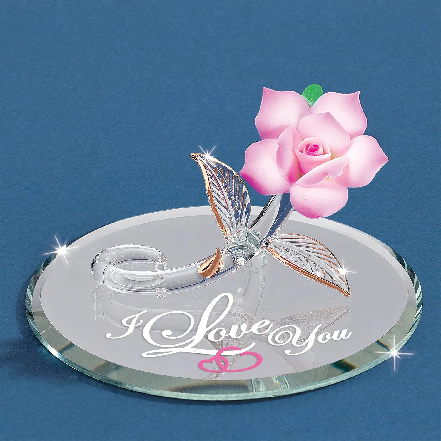 Pink Rose "I Love You" Figurine Decorative Mirror,Home Decor Mirror
