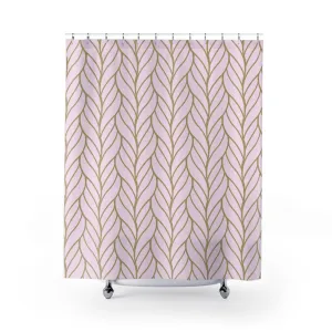 Pink Shower Curtain | Blush, Beige Braid Bathroom Lighting,Home Lighting