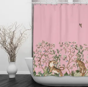 Pink Tiger Shower Curtains and Optional Bath Mats Lighting,Lamps Fixtures