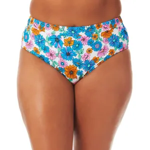 Plus Womens Floral High-Waist Swim Bottom Separates