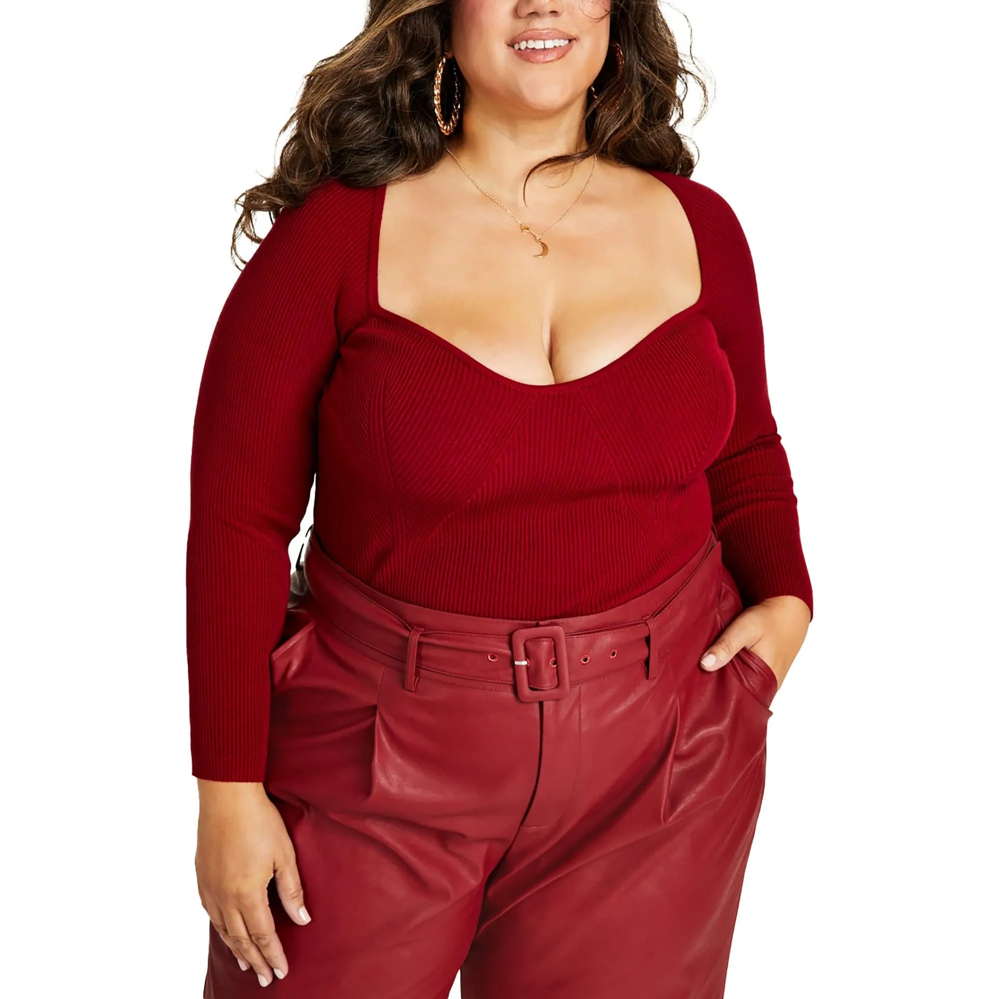 Plus Womens Ribbed Work Wear Pullover Sweater