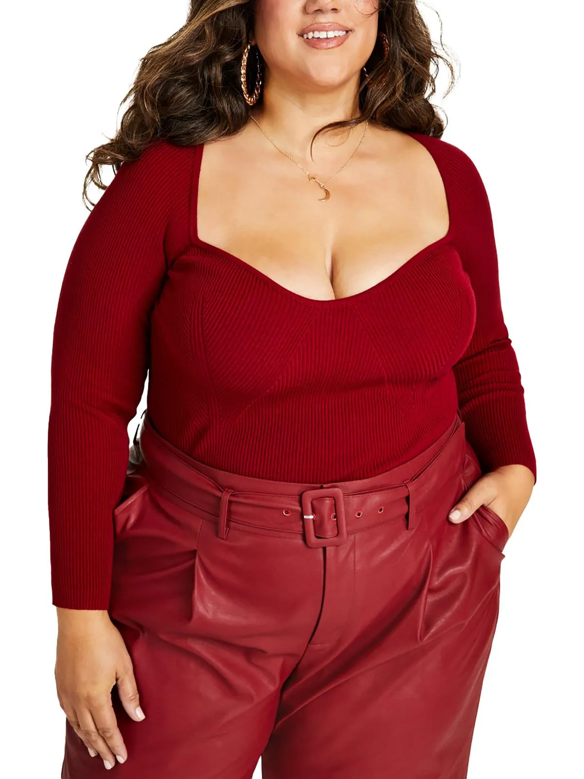 Plus Womens Ribbed Work Wear Pullover Sweater