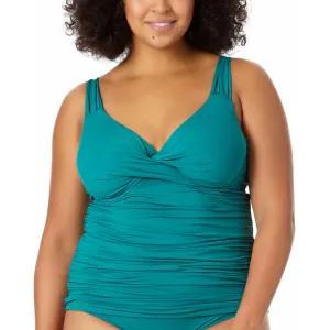 Plus Womens Twist Front Tankini Swim Top Separates