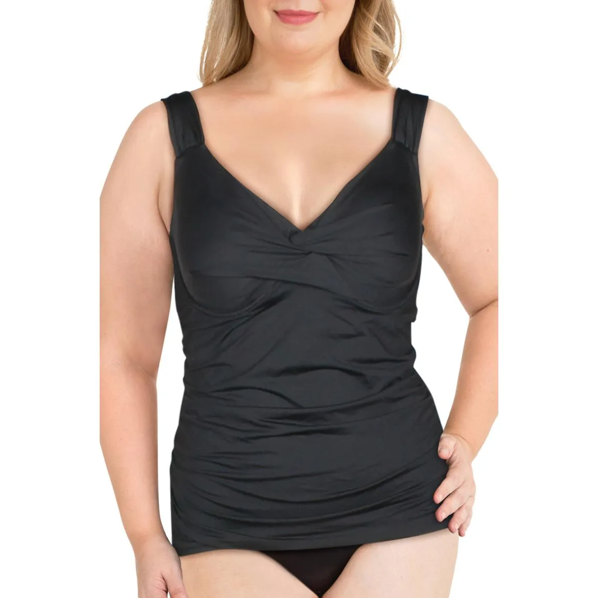 Plus Womens Twist Front Tankini Swim Top Separates