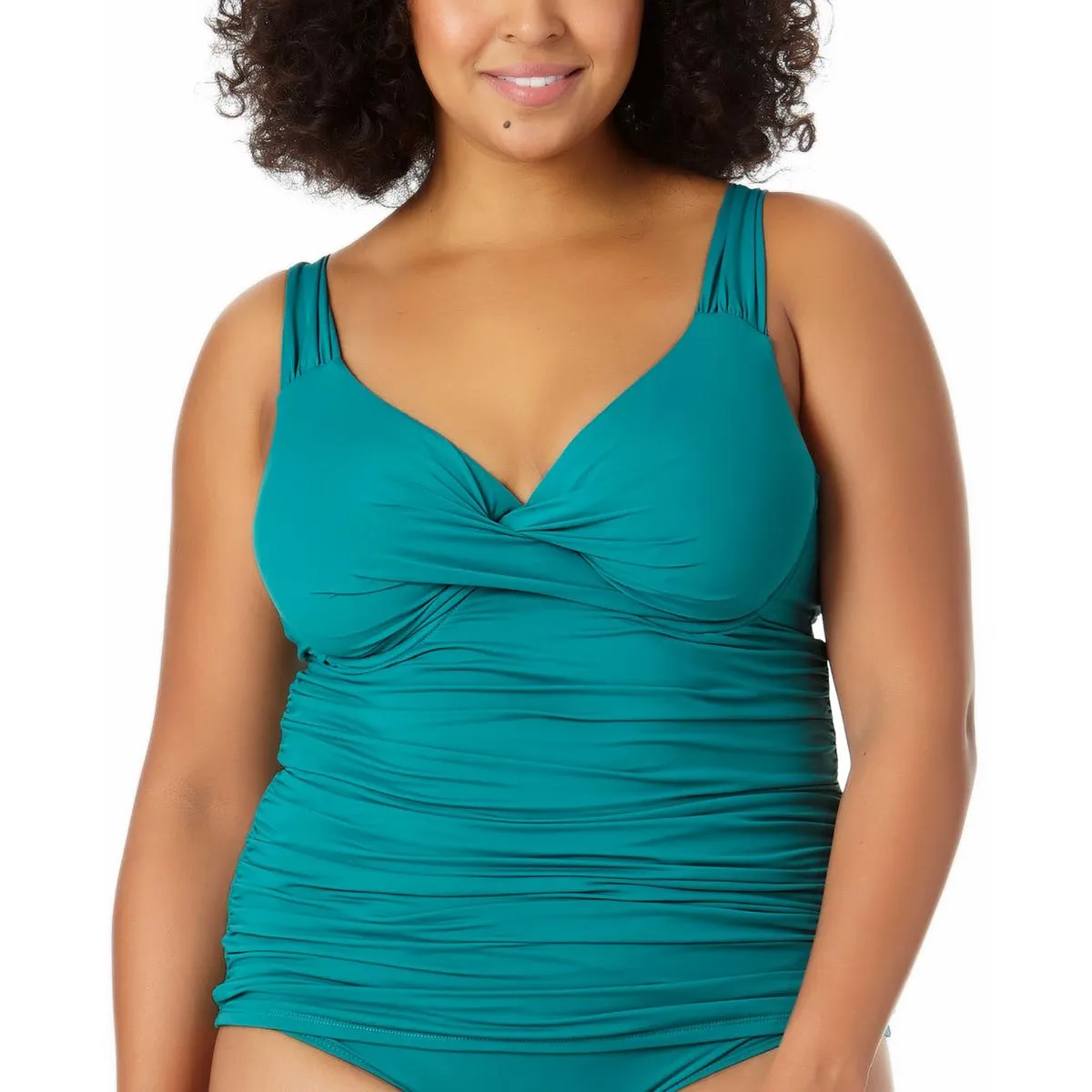 Plus Womens Twist Front Tankini Swim Top Separates