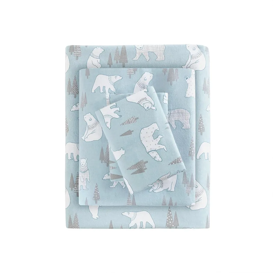 Polar Bear Cotton Flannel Sheets